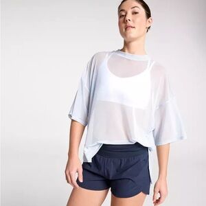CALIA Women's Oversized Mesh Tee Pale Blue